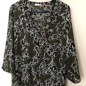 Green & Black Floral Blouse